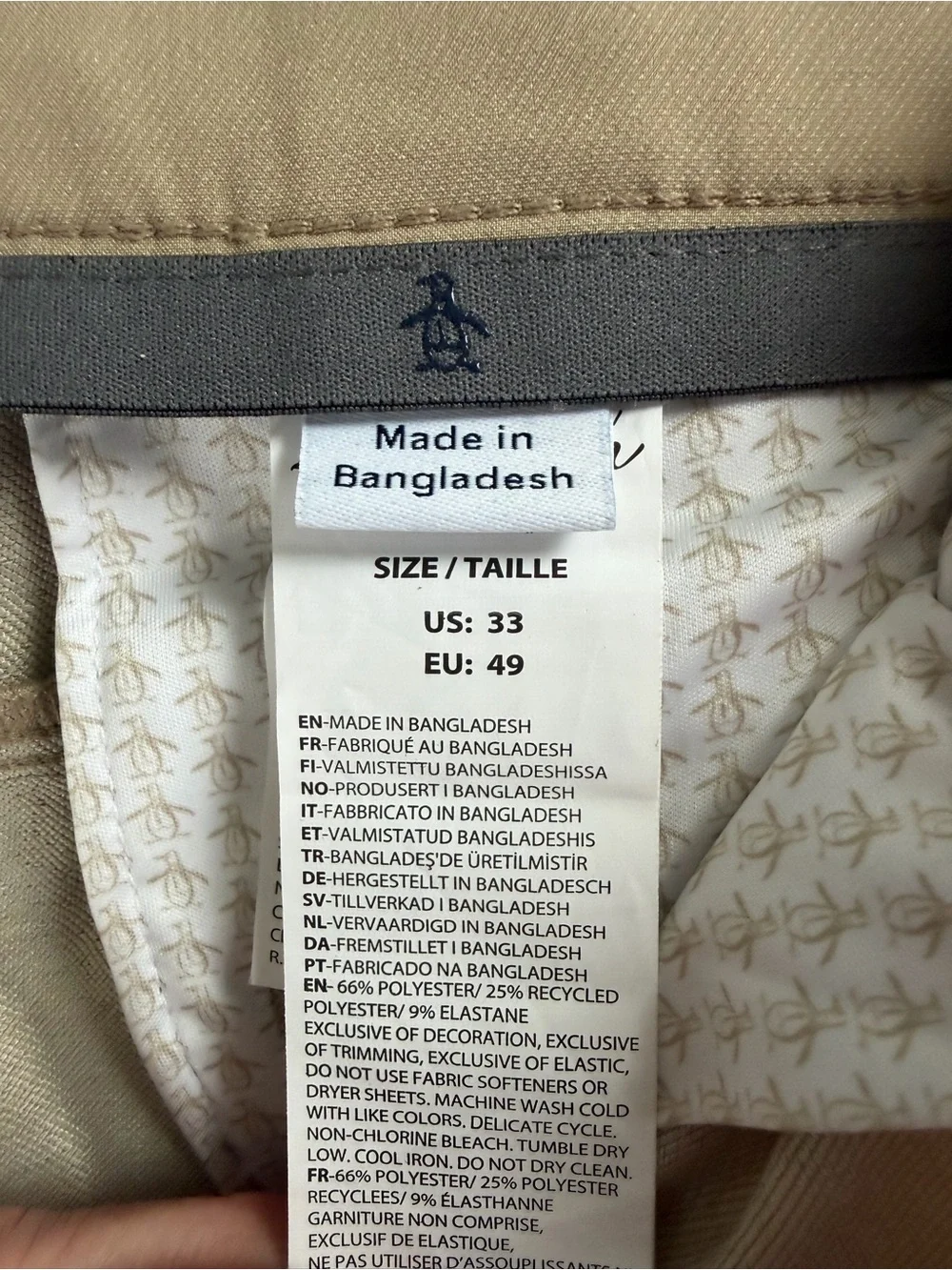Original Penguin Flat-Front Performance Shorts - Khaki